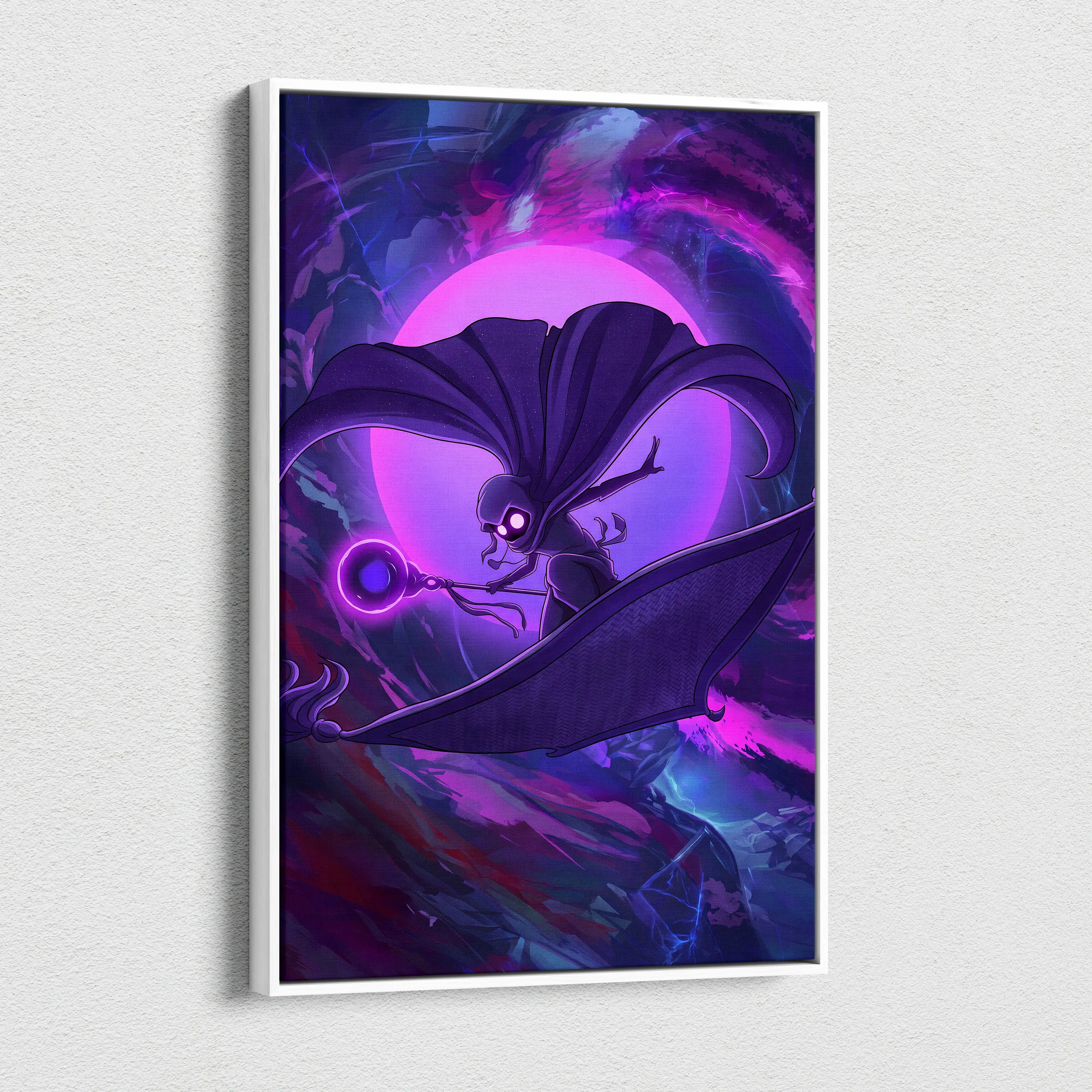 Vaporwave Neon Dream Canvas - Mythical Figure Neon Purple Living Room Vaporwave Dreamy Mood Retro Neon Wall Art Canvas