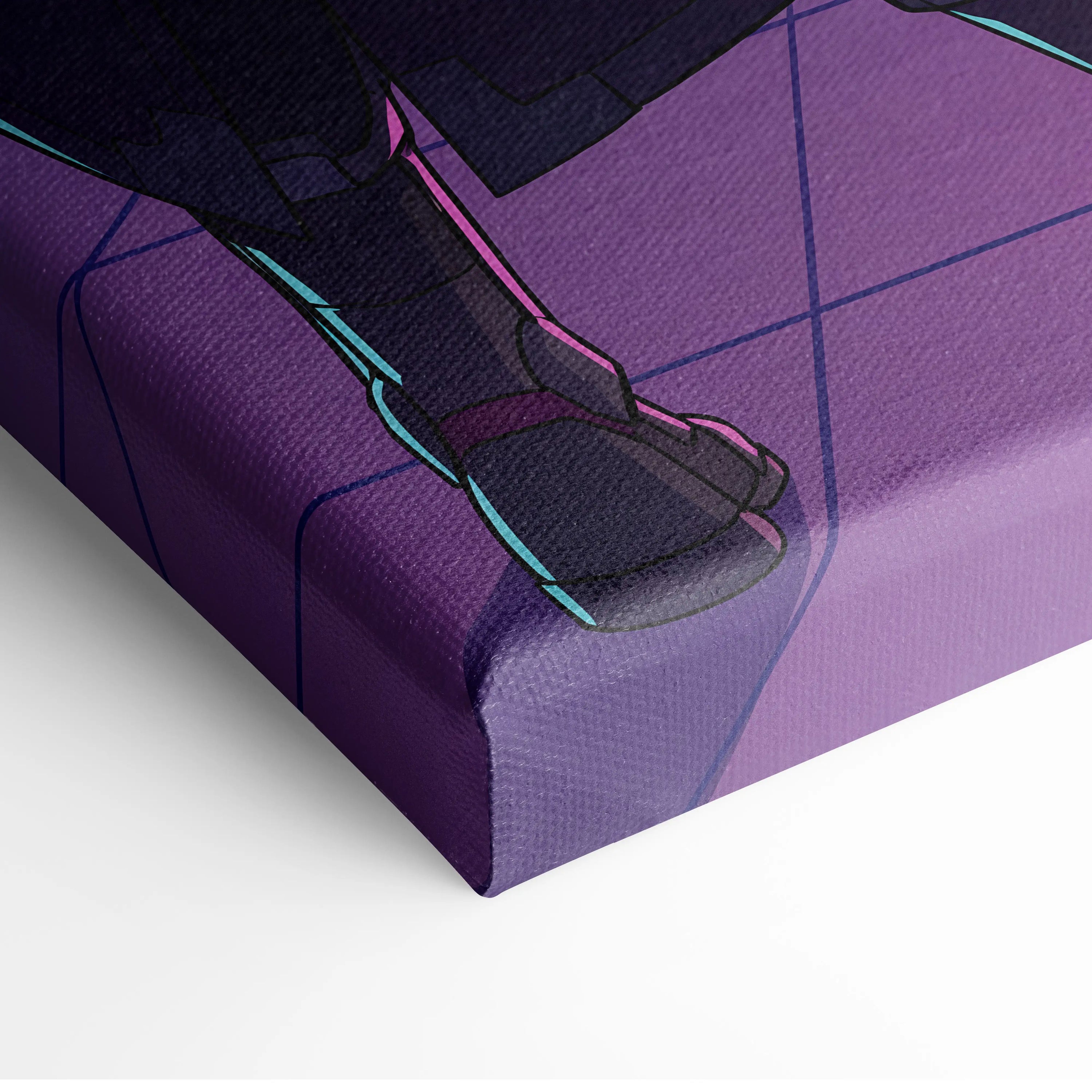 Neon Vaporwave Knight Canvas - Cybernetic Neon Warrior Pink Living Vaporwave Futuristic Mood Retro Synthwave Wall Art