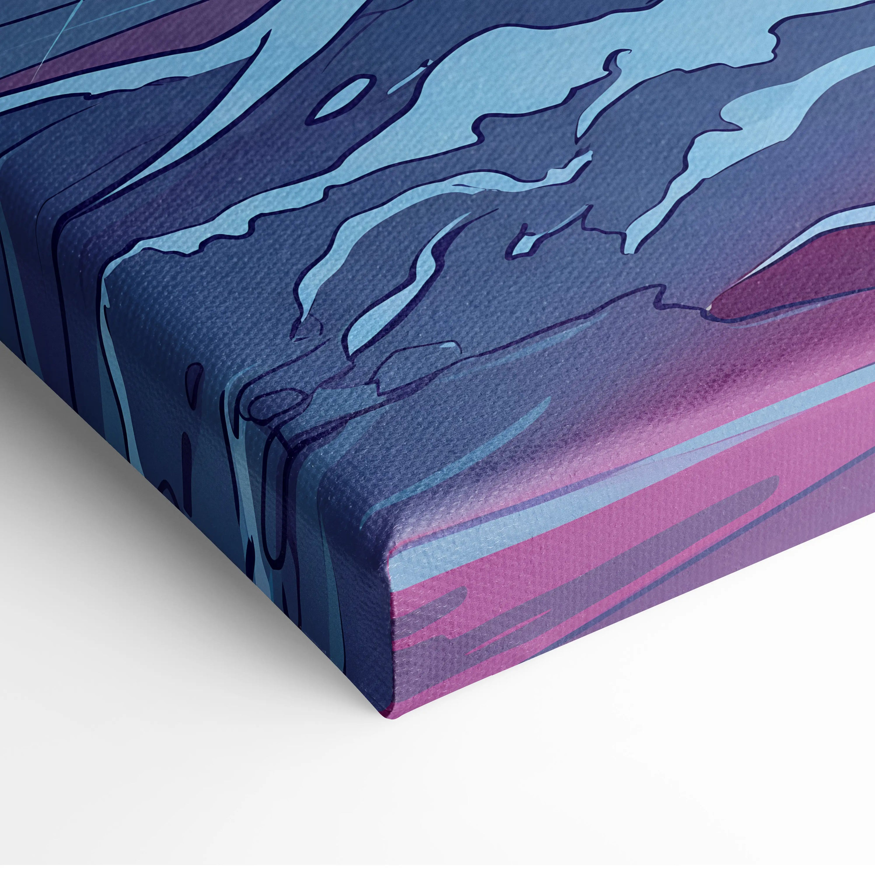 Vaporwave Neon Odyssey Canvas - Vaporwave Figure Neon Blue Living Room Retro Dreamy Neon Mood Modern Decor Canvas