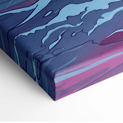 Vaporwave Neon Odyssey Canvas - Vaporwave Figure Neon Blue Living Room Retro Dreamy Neon Mood Modern Decor Canvas