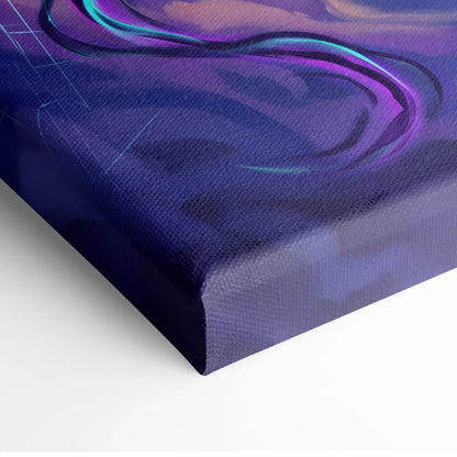 Vaporwave Night Flight Canvas - Vaporwave Neon Purple Canvas Living Room Retro Dreamy Mood Neon Synthwave Wall Art