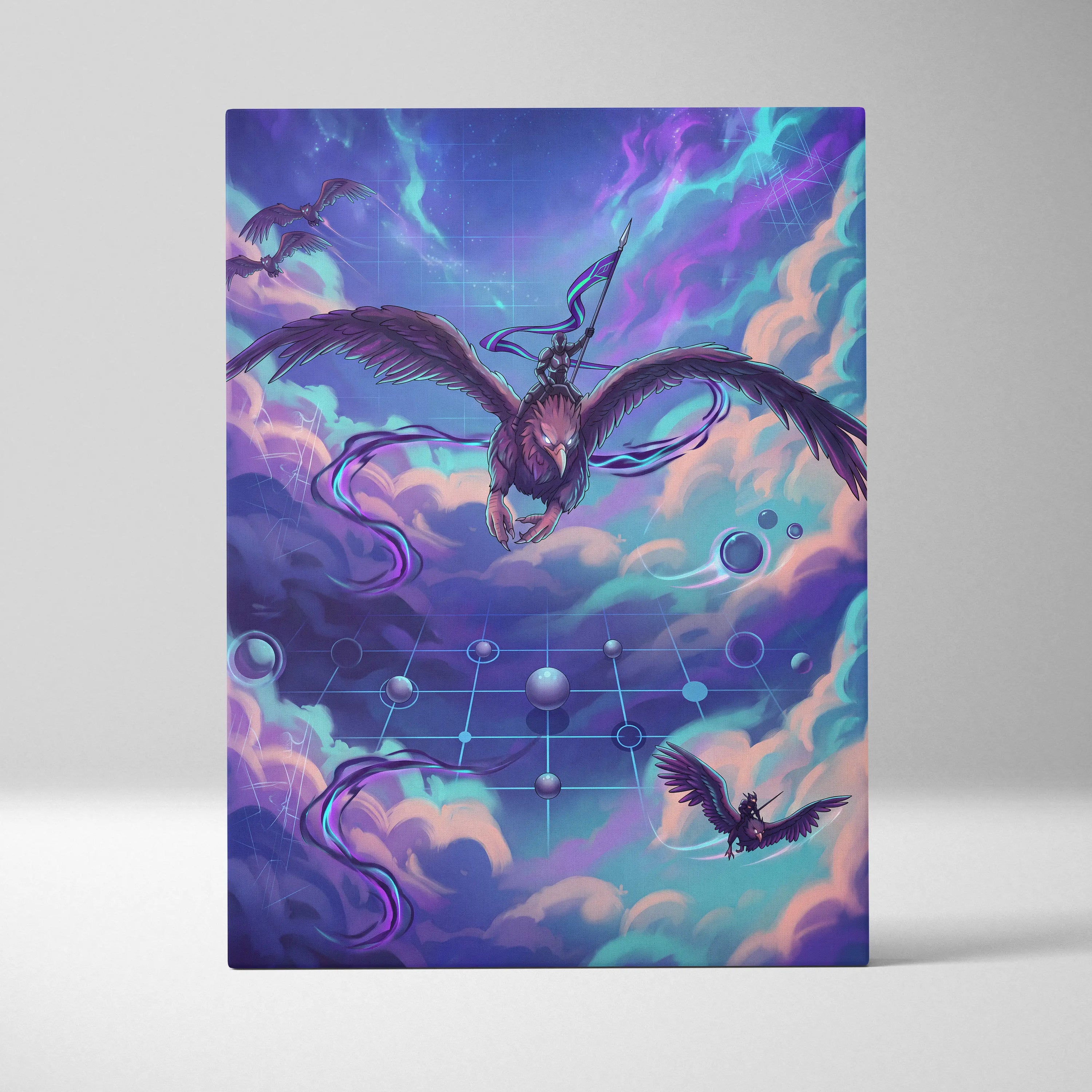 Vaporwave Night Flight Canvas - Vaporwave Neon Purple Canvas Living Room Retro Dreamy Mood Neon Synthwave Wall Art