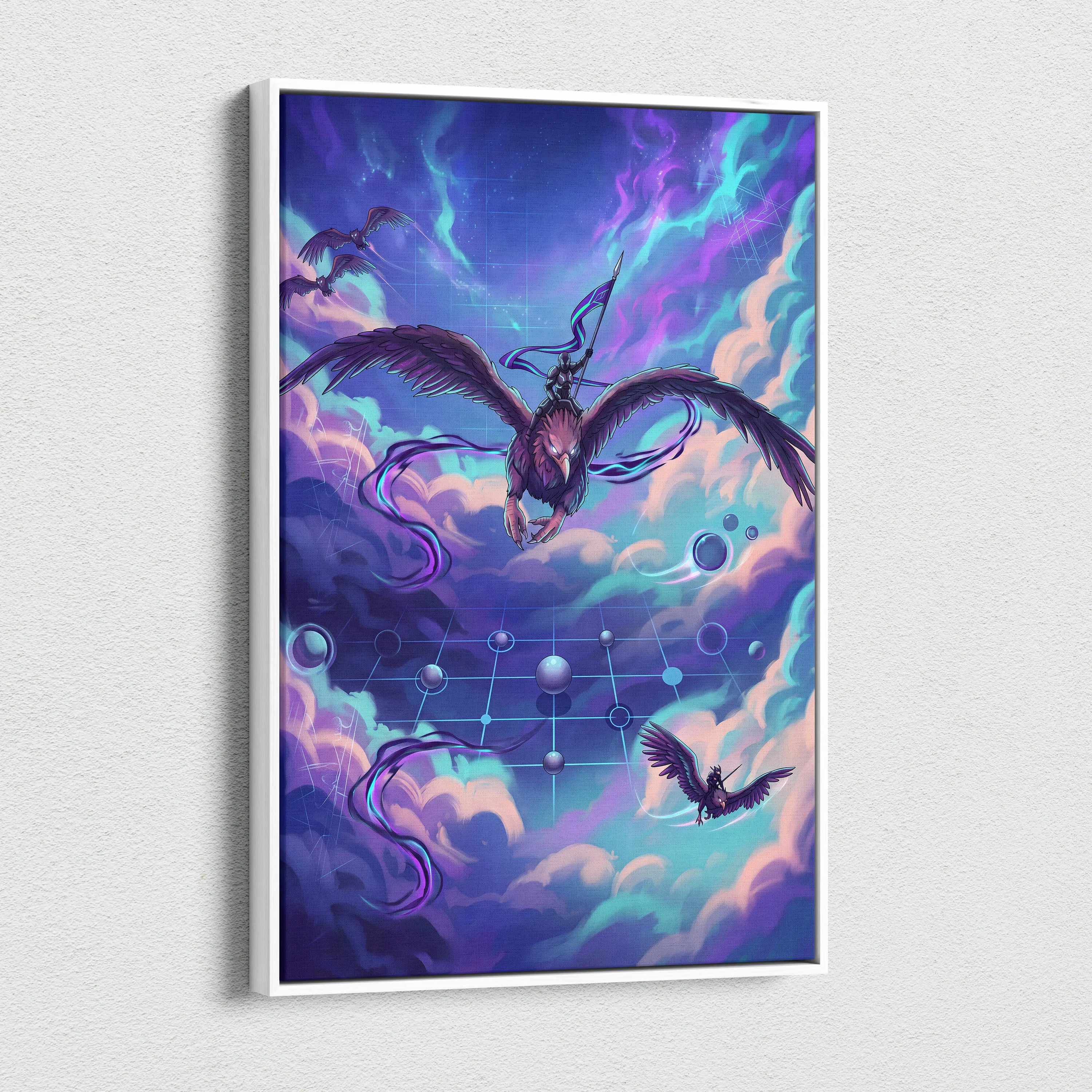 Vaporwave Night Flight Canvas - Vaporwave Neon Purple Canvas Living Room Retro Dreamy Mood Neon Synthwave Wall Art