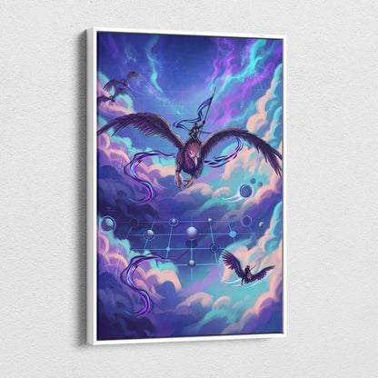 Vaporwave Night Flight Canvas - Vaporwave Neon Purple Canvas Living Room Retro Dreamy Mood Neon Synthwave Wall Art