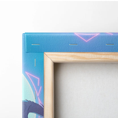 Vaporwave Neon Dragon Canvas - Dragon Neon Blues Purple Pink Room Vaporwave Mood Dreamy Modern Decor Neon Art Canvas