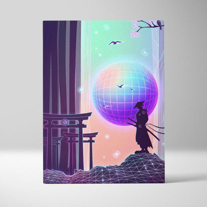 Neo Sakura Vaporwave Wall Art - Japan Landscape Neon Living Room Vaporwave Dreamy Neon Japanese Vaporwave Canvas Print