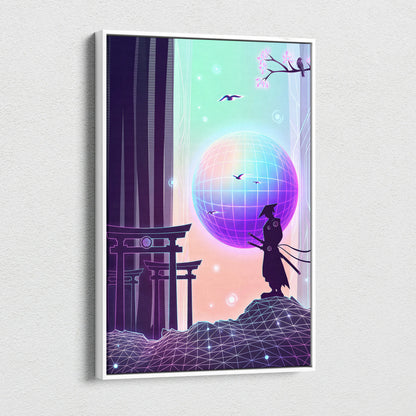 Neo Sakura Vaporwave Wall Art - Japan Landscape Neon Living Room Vaporwave Dreamy Neon Japanese Vaporwave Canvas Print