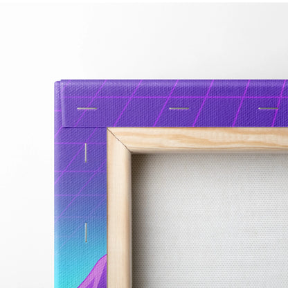 Vaporwave Japan Neon Mountain - Japan Landscape Pink Neon Vaporwave Living Room Retro Futurism Decor Canvas Print