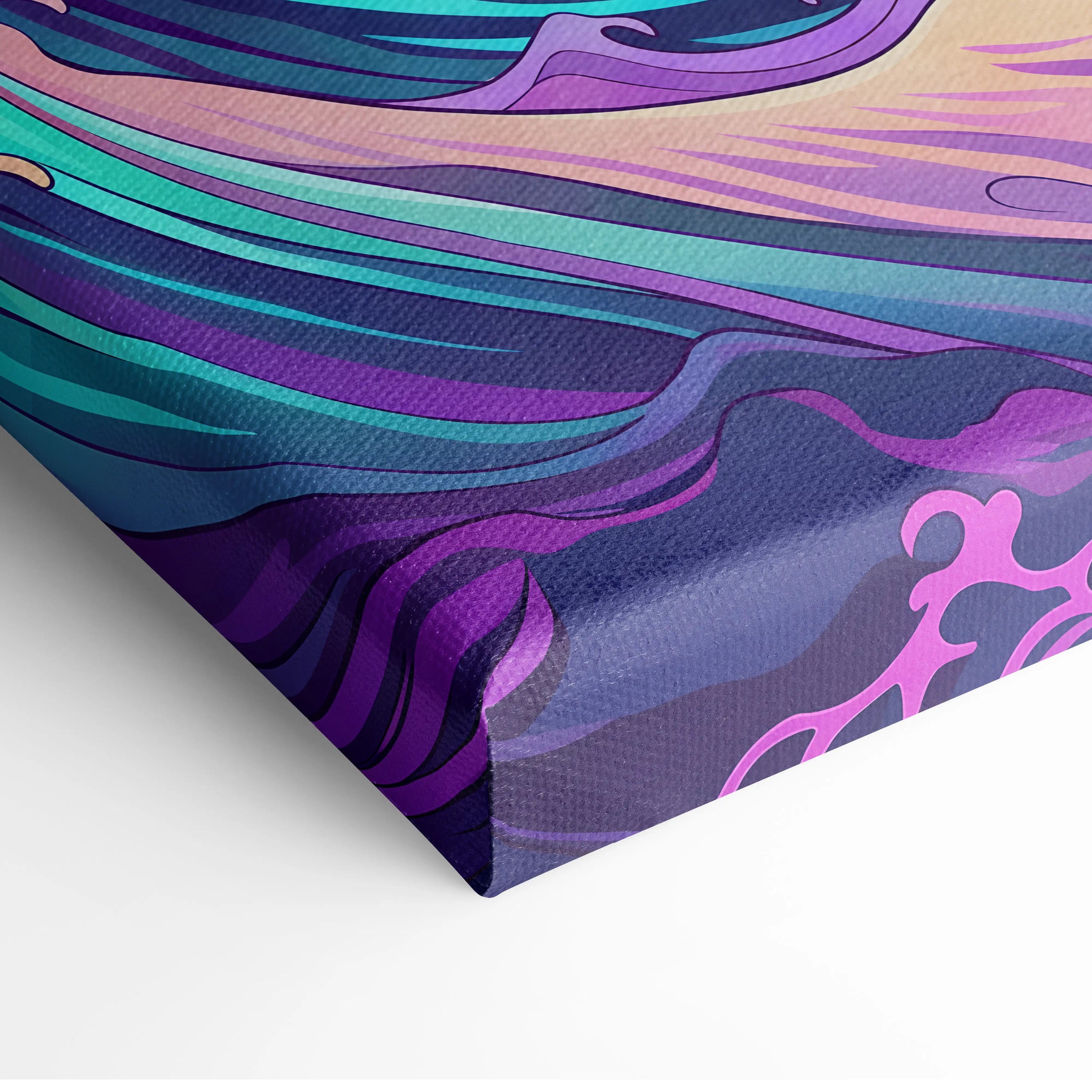 Vaporwave Fuji Neon Canvas - Fuji Landscape Neon Pastels Living Room Vaporwave Dreamy Nostalgic Mood Wall Art Canvas