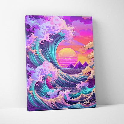 Vaporwave Fuji Neon Canvas - Fuji Landscape Neon Pastels Living Room Vaporwave Dreamy Nostalgic Mood Wall Art Canvas