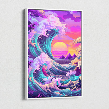 Vaporwave Fuji Neon Canvas - Fuji Landscape Neon Pastels Living Room Vaporwave Dreamy Nostalgic Mood Wall Art Canvas