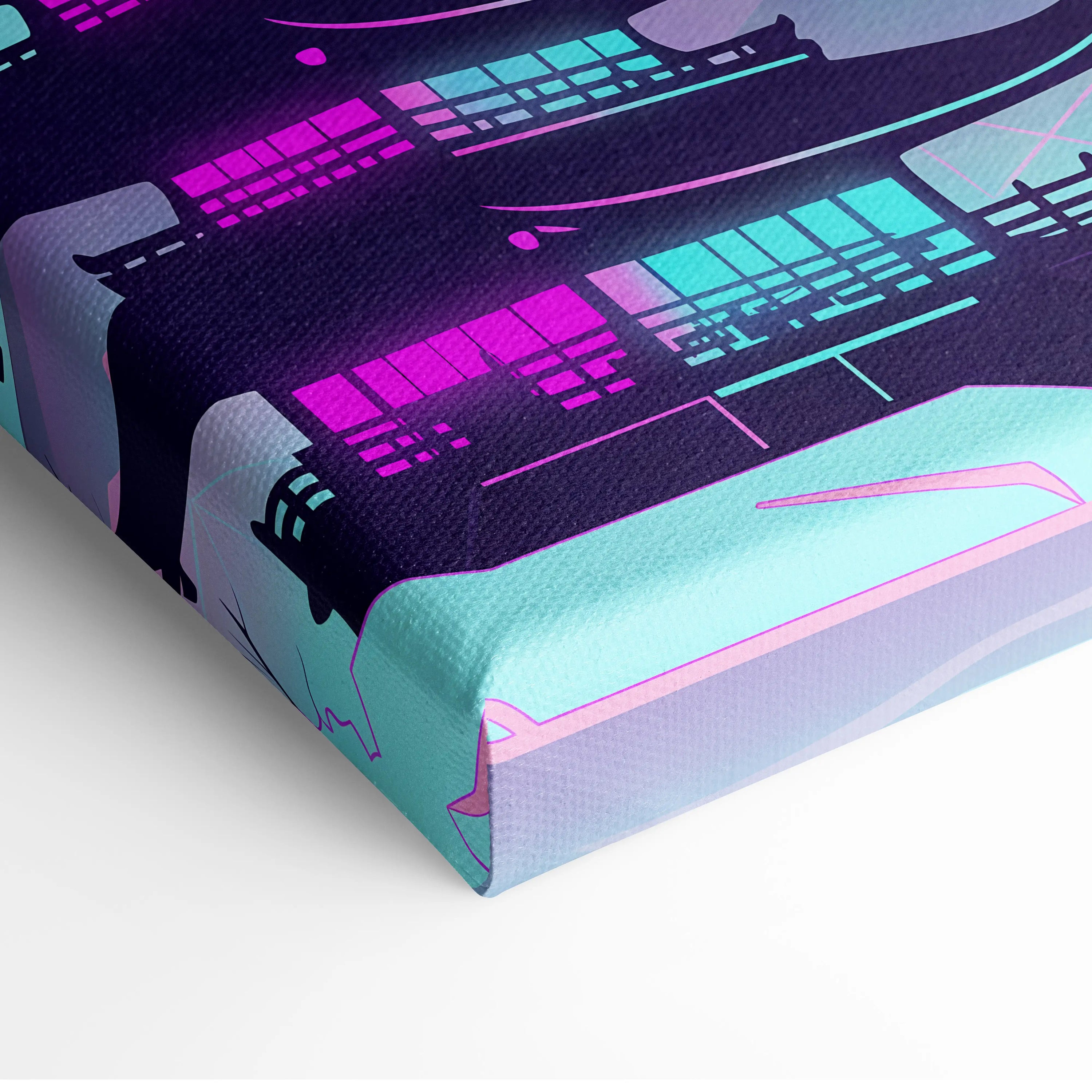 Neon Fuji Vaporwave Canvas - Mount Fuji Vaporwave Pastel Pink Purple Living Room Retro Dreamy Mood Canvas Print