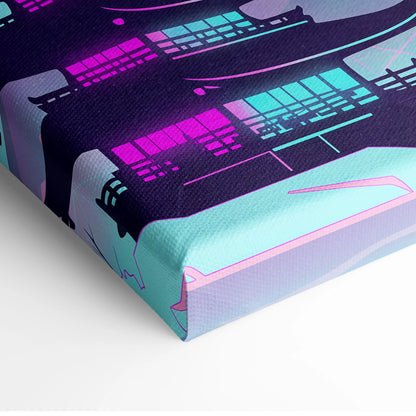 Neon Fuji Vaporwave Canvas - Mount Fuji Vaporwave Pastel Pink Purple Living Room Retro Dreamy Mood Canvas Print