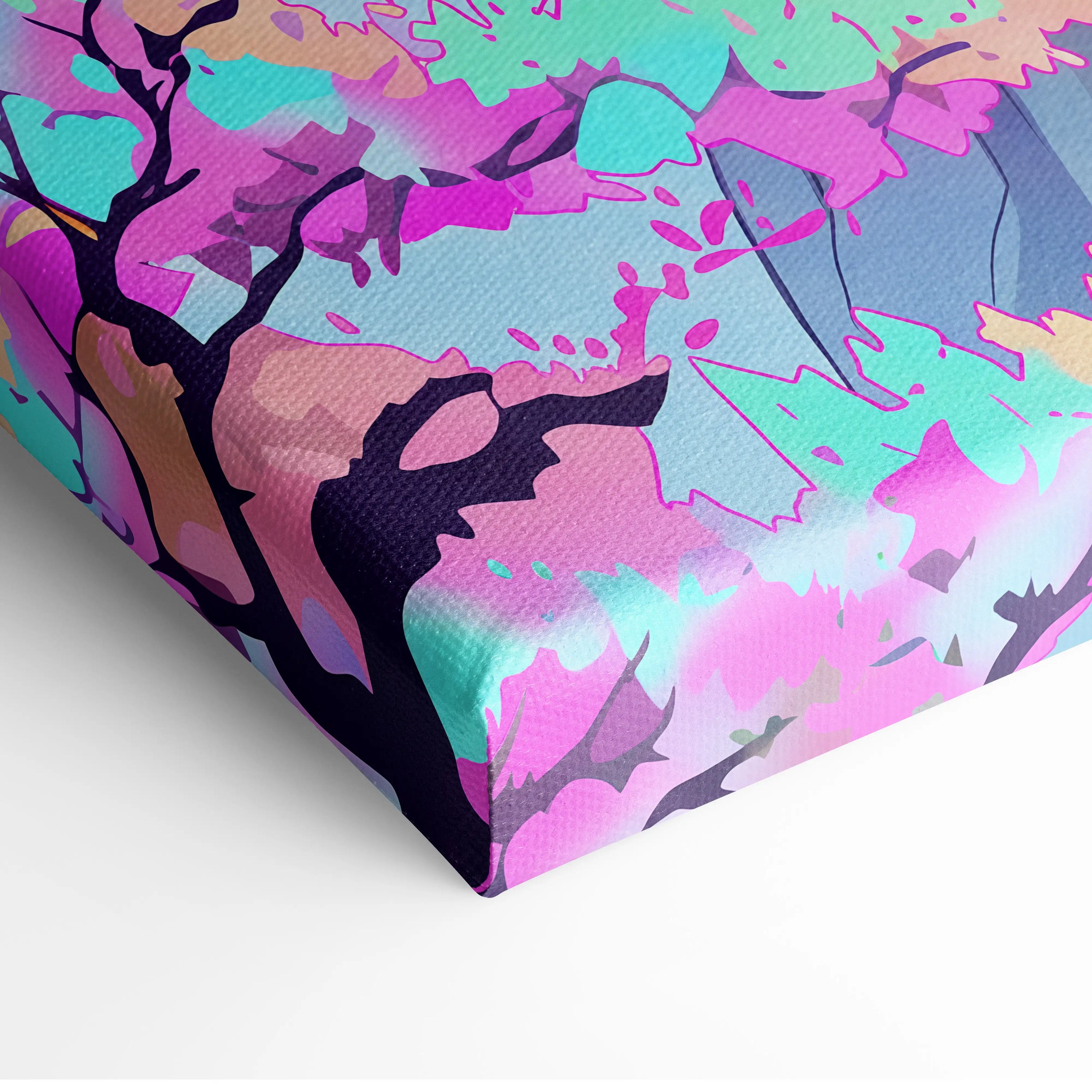 Vaporwave Mount Fuji Neon Canvas - Mount Fuji Pastel Neon Living Room Vaporwave Dreamy Mood Sakura Aesthetic Canvas