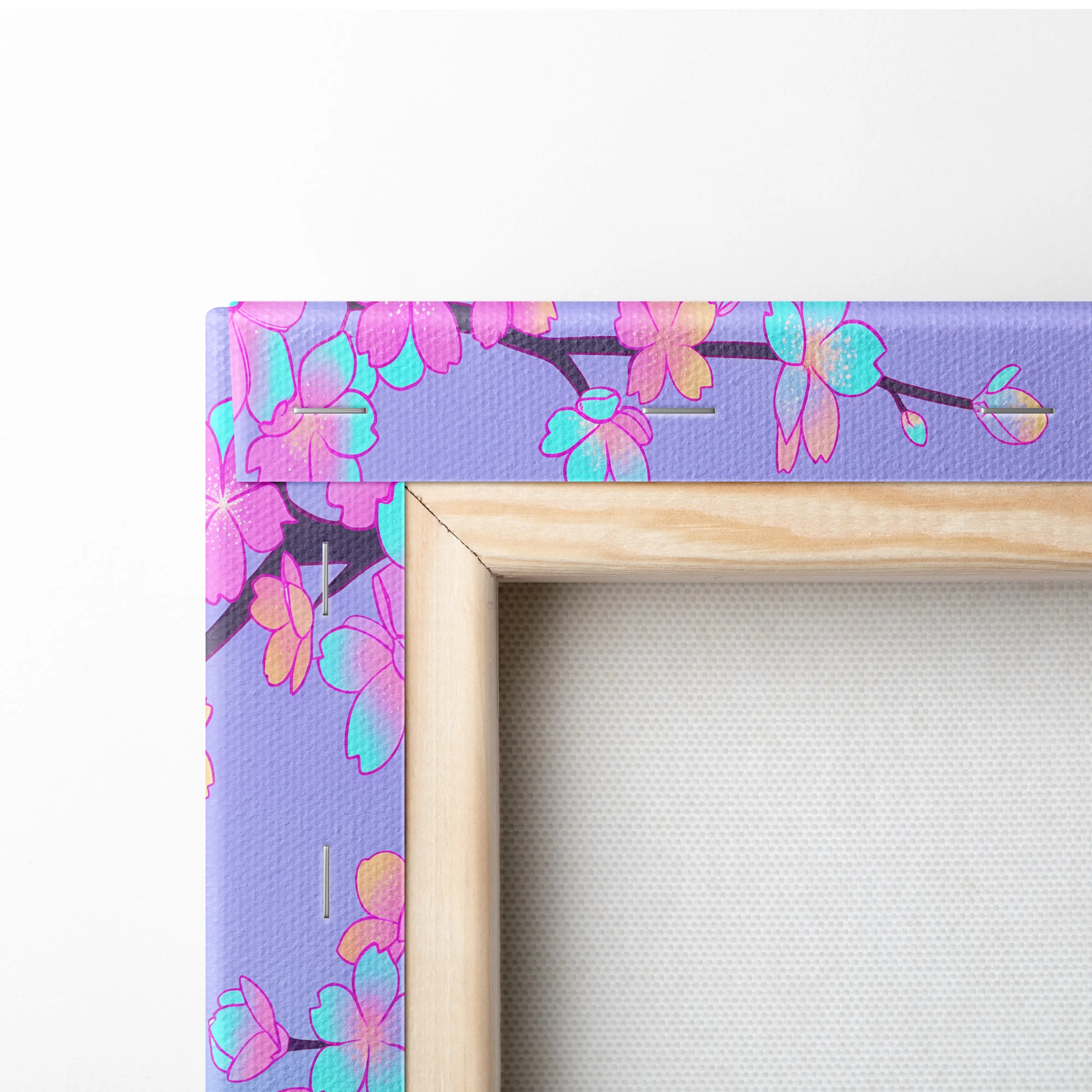 Vaporwave Mount Fuji Neon Canvas - Mount Fuji Pastel Neon Living Room Vaporwave Dreamy Mood Sakura Aesthetic Canvas
