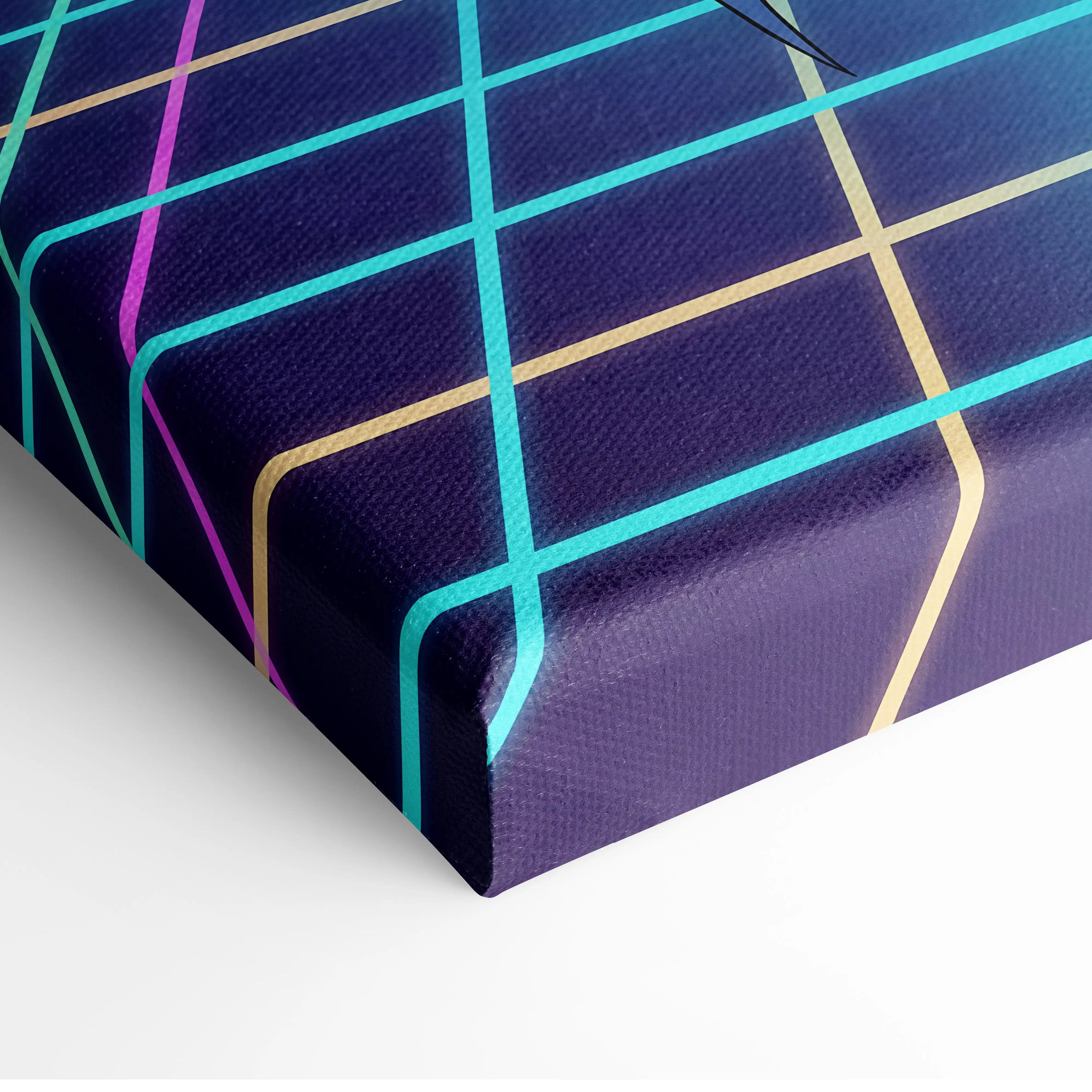 Vaporwave Neon Fantasy Canvas - Vaporwave Fantasy Neon Pink Purple Teal Living Room Retro Synthwave Mystical Mood Canvas