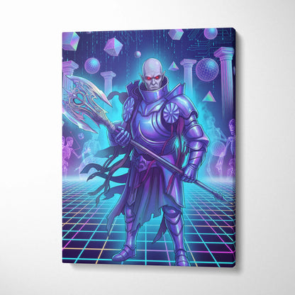 Vaporwave Neon Fantasy Canvas - Vaporwave Fantasy Neon Pink Purple Teal Living Room Retro Synthwave Mystical Mood Canvas
