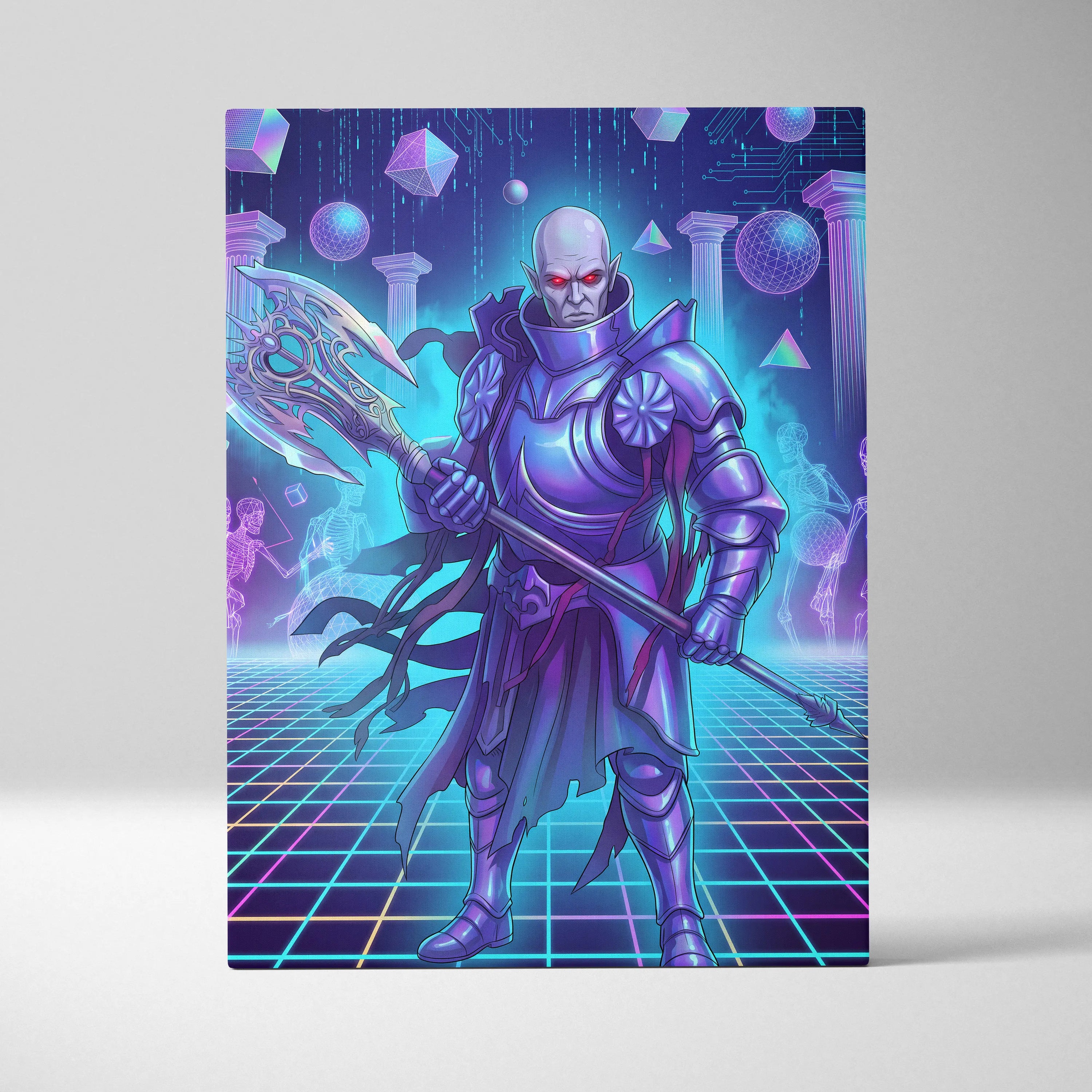 Vaporwave Neon Fantasy Canvas - Vaporwave Fantasy Neon Pink Purple Teal Living Room Retro Synthwave Mystical Mood Canvas