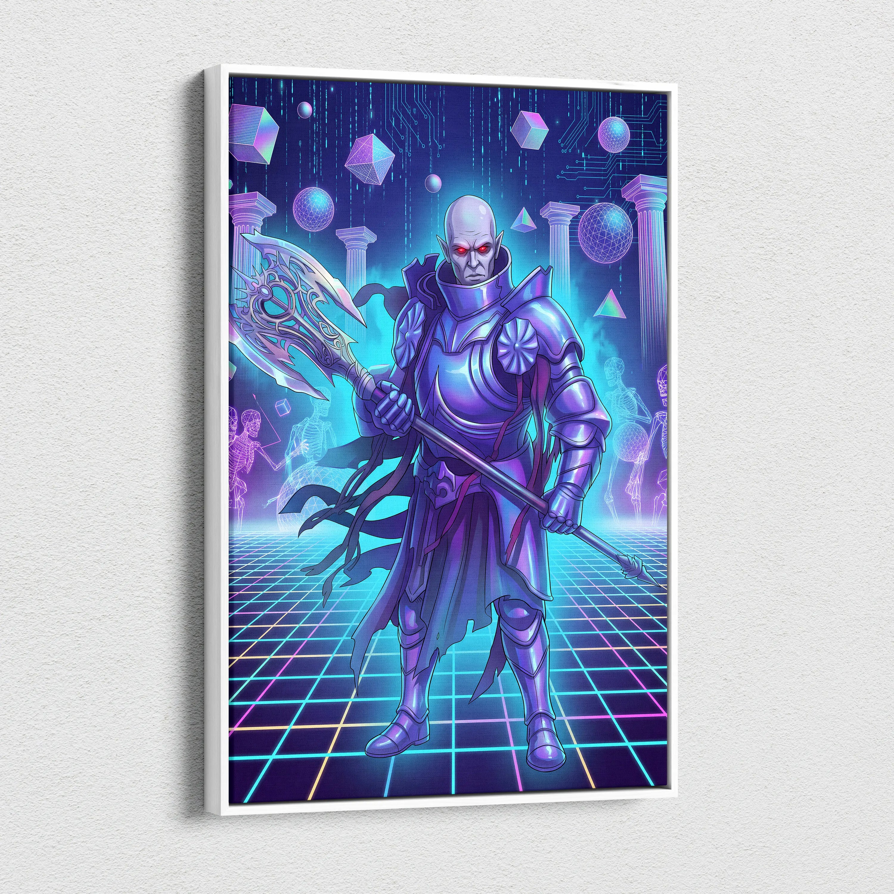 Vaporwave Neon Fantasy Canvas - Vaporwave Fantasy Neon Pink Purple Teal Living Room Retro Synthwave Mystical Mood Canvas