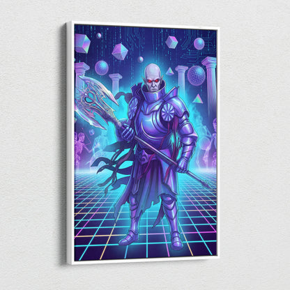 Vaporwave Neon Fantasy Canvas - Vaporwave Fantasy Neon Pink Purple Teal Living Room Retro Synthwave Mystical Mood Canvas