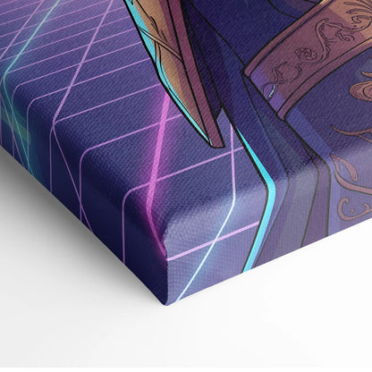 Vaporwave Winged Guardian Canvas - Winged Guardian Purple Pink Neon Living Room Vaporwave Dreamy Mood Neon Retro Canvas