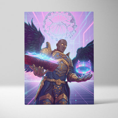 Vaporwave Winged Guardian Canvas - Winged Guardian Purple Pink Neon Living Room Vaporwave Dreamy Mood Neon Retro Canvas
