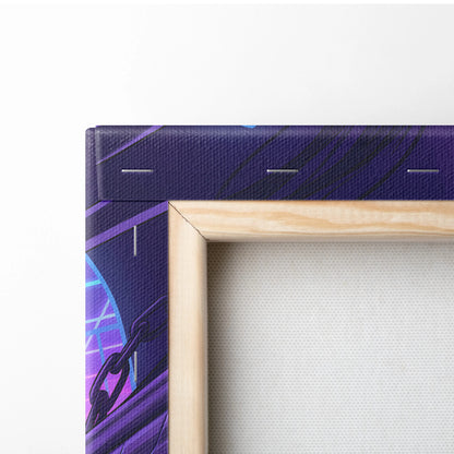 Vaporwave Neon Mythic Canvas - Mythic Heroine Purple Neon Living Room Vaporwave Moody Retro Futurism Wall Art