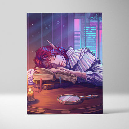 Vaporwave Fantasy Neon Canvas - Neon Vaporwave Woman Pink Purple LivingRoom Dreamy Mood Retro Futurism Wall Art Canvas