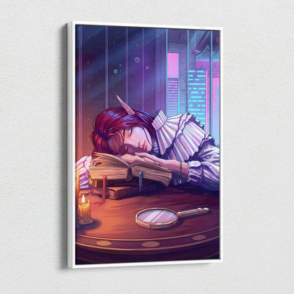 Vaporwave Fantasy Neon Canvas - Neon Vaporwave Woman Pink Purple LivingRoom Dreamy Mood Retro Futurism Wall Art Canvas
