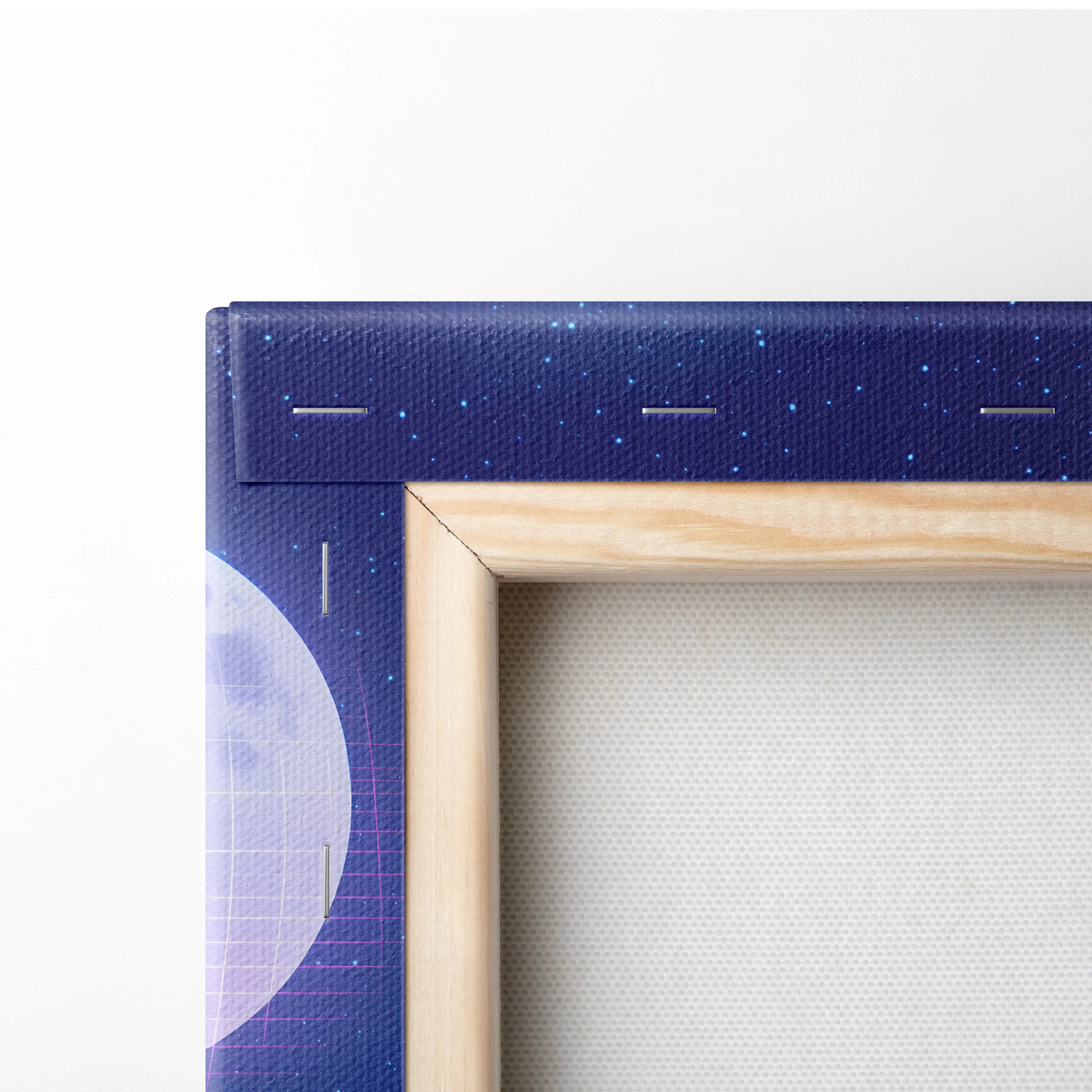 Vaporwave Neon Moon Canvas - Moon Neon Pink Blue Living Room Art Vaporwave Dreamy Mood Futuristic Decor Cyberpunk Canvas