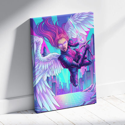 Vaporwave Fantasy Neon Canvas - Vaporwave Fantasy Neon Pink Turquoise Living Room Energetic Mood Modern Retro Wall Art Canvas Print