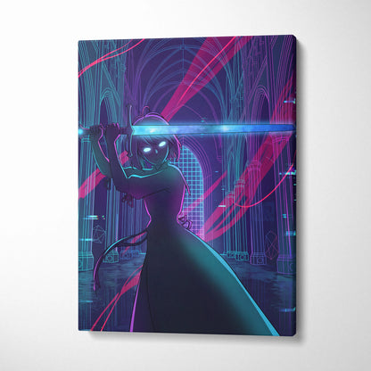 Vaporwave Neon Dream Canvas - Vaporwave Fantasy Neon Pink Teal Dreamy Neon Cyberpunk Wall Art Canvas Print