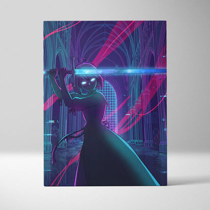 Vaporwave Neon Dream Canvas - Vaporwave Fantasy Neon Pink Teal Dreamy Neon Cyberpunk Wall Art Canvas Print