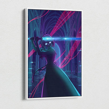 Vaporwave Neon Dream Canvas - Vaporwave Fantasy Neon Pink Teal Dreamy Neon Cyberpunk Wall Art Canvas Print
