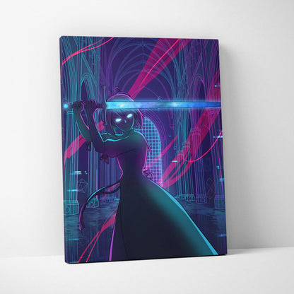 Vaporwave Neon Dream Canvas - Vaporwave Fantasy Neon Pink Teal Dreamy Neon Cyberpunk Wall Art Canvas Print