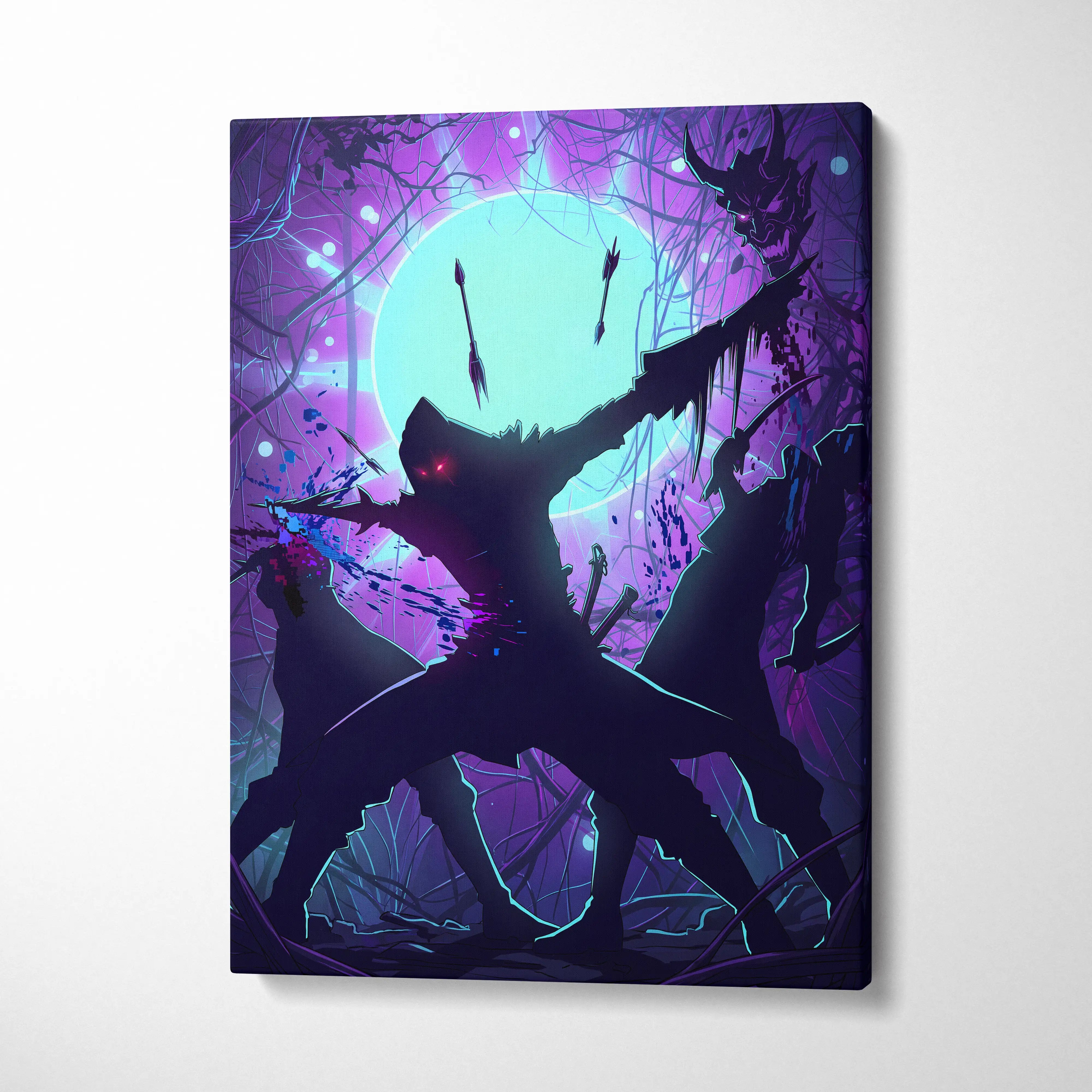 Vaporwave Neon Dragon Dream - Dragon Canvas Art Pink Teal Purple Wall Vaporwave Moody Neon Futuristic Wall Decor Canvas