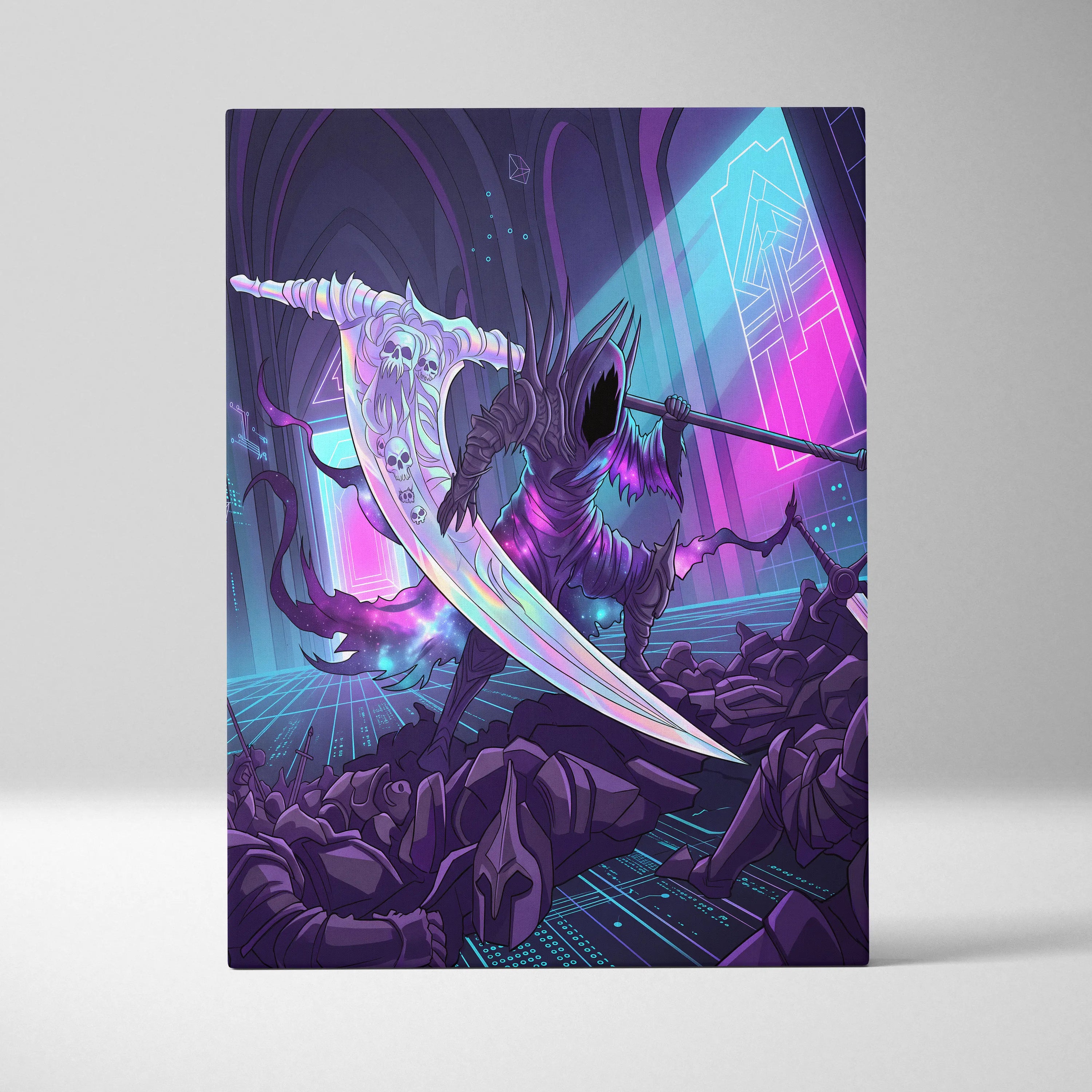 Vaporwave Neon Night Warrior - Vaporwave Art Neon Purple Blue LivingRoom Mood Mystical; Modern Decor; Gallery Wall Art