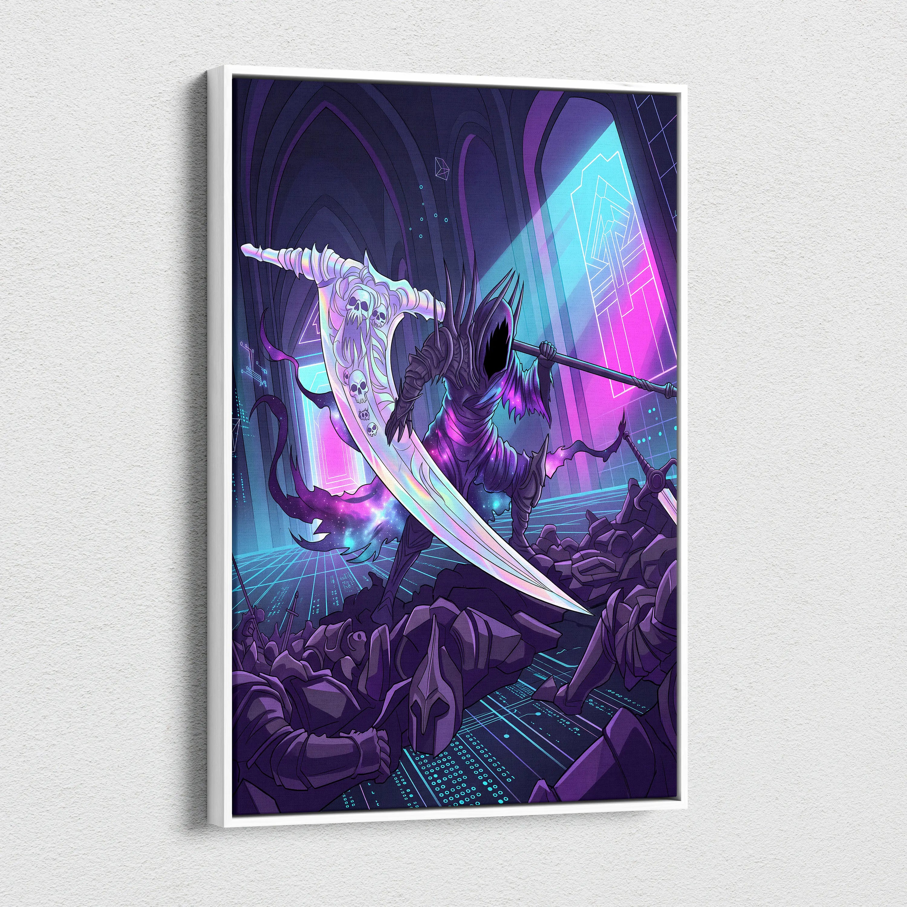 Vaporwave Neon Night Warrior - Vaporwave Art Neon Purple Blue LivingRoom Mood Mystical; Modern Decor; Gallery Wall Art