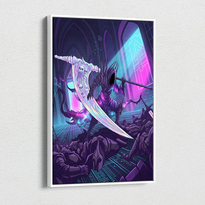 Vaporwave Neon Night Warrior - Vaporwave Art Neon Purple Blue LivingRoom Mood Mystical; Modern Decor; Gallery Wall Art