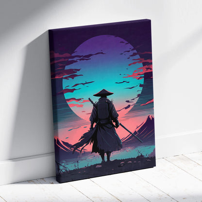 Vaporwave Neon Horizon Canvas - Vaporwave Canvas Neon Pink Teal Living Room Retro Dreamy Neon Wall Art Canvas Print