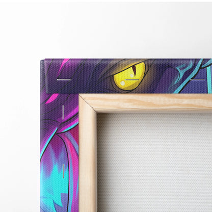 Vaporwave Dragon Night Canvas - Dragon Neon Purple Blue Living Room Vaporwave - Mystical Neon Wall Art Canvas