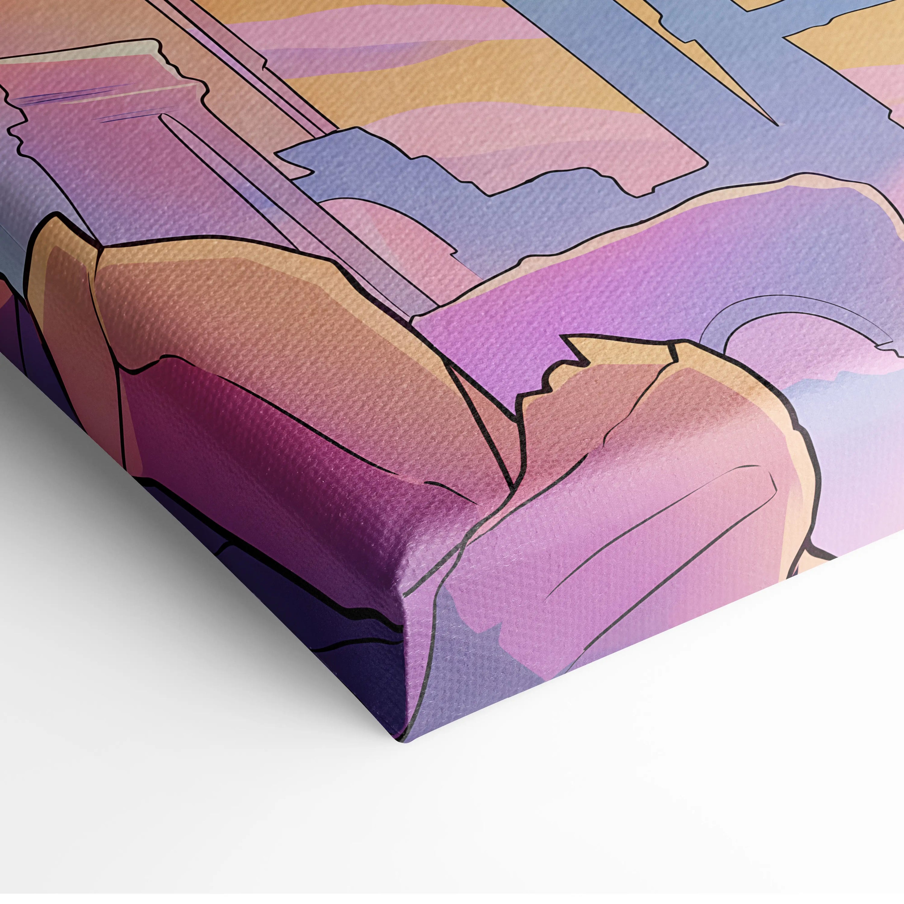Vaporwave Neon Odyssey Canvas - Vaporwave Art Neon Pink Purple Blue Living Room Retro-Futurism Dreamy Mood Canvas Print