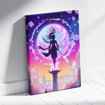 Vaporwave Neon Odyssey Canvas - Vaporwave Art Neon Pink Purple Blue Living Room Retro-Futurism Dreamy Mood Canvas Print