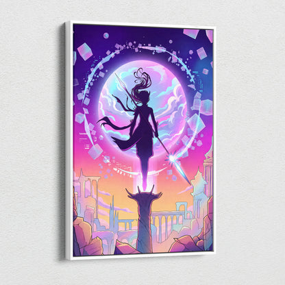 Vaporwave Neon Odyssey Canvas - Vaporwave Art Neon Pink Purple Blue Living Room Retro-Futurism Dreamy Mood Canvas Print