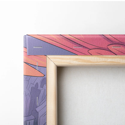 Vaporwave Fantasy Warrior Canvas - Futuristic Living Room Warrior Woman Neon Pink Vaporwave Dreamy Vaporwave Wall Art