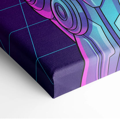 Vaporwave Neon Dream Canvas - Android Portrait Blues Pink Purple Living Room Vaporwave Mystical Retro Canvas Art Print