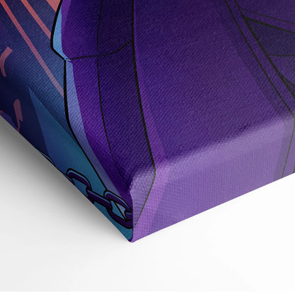 Vaporwave Neon Nightscape Canvas - Vaporwave Fantasy Neon Purple Cyan Room Decor Dreamy Mood Aesthetic Canvas Print