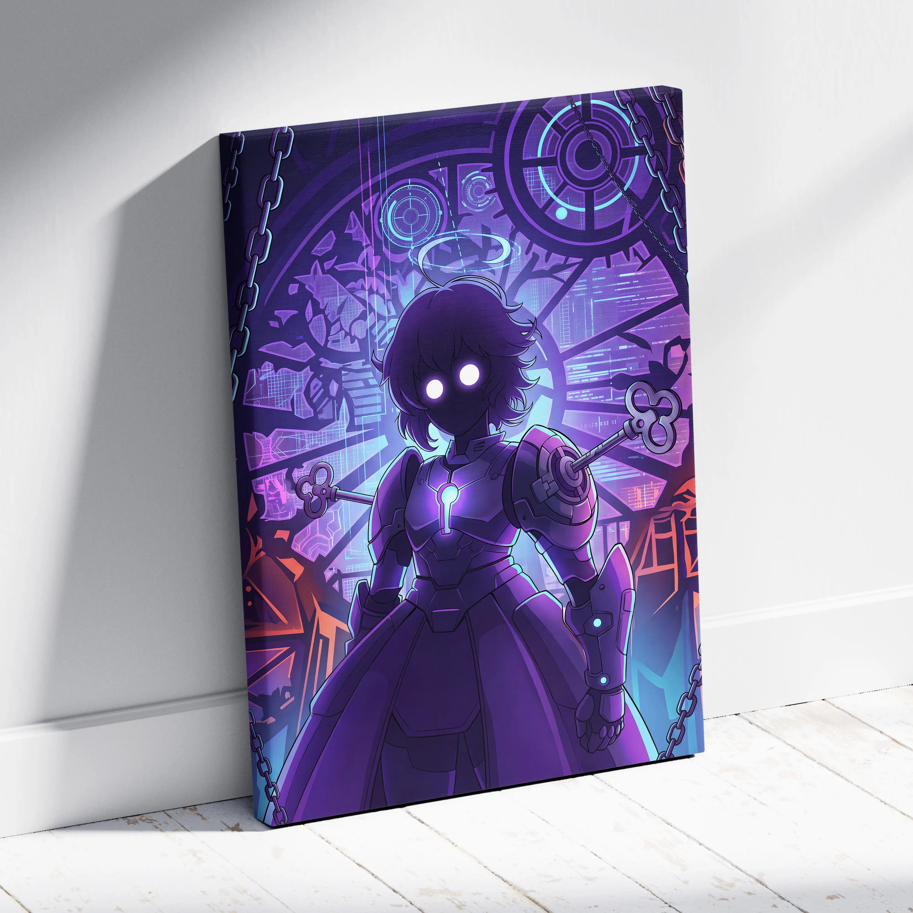 Vaporwave Neon Nightscape Canvas - Vaporwave Fantasy Neon Purple Cyan Room Decor Dreamy Mood Aesthetic Canvas Print