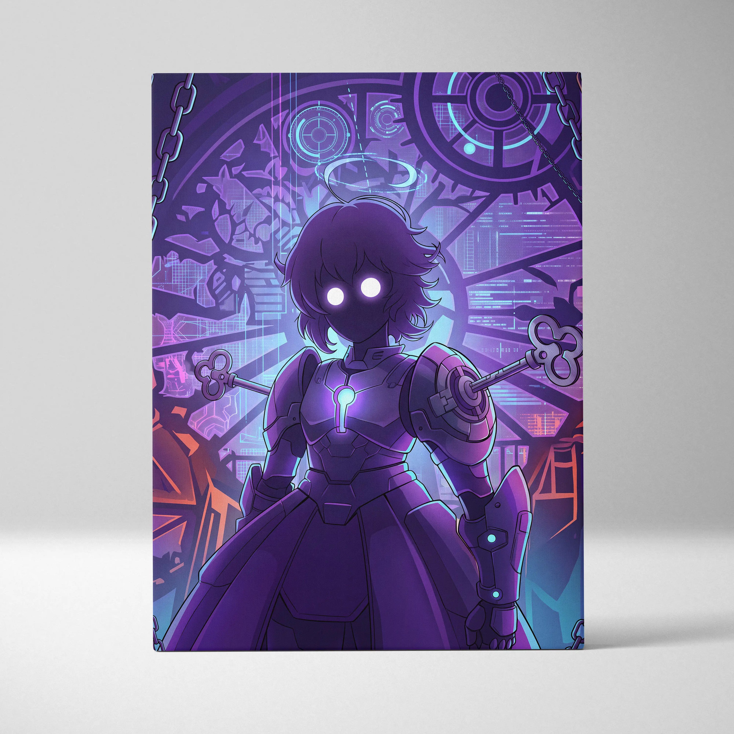 Vaporwave Neon Nightscape Canvas - Vaporwave Fantasy Neon Purple Cyan Room Decor Dreamy Mood Aesthetic Canvas Print