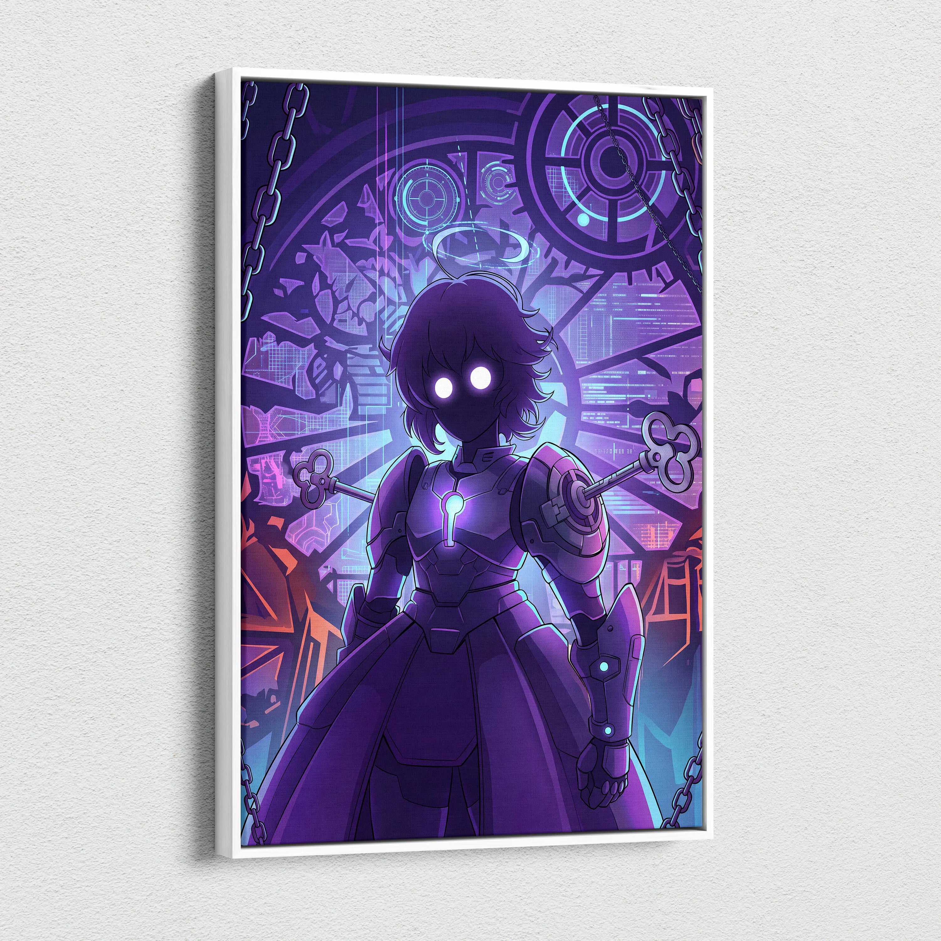 Vaporwave Neon Nightscape Canvas - Vaporwave Fantasy Neon Purple Cyan Room Decor Dreamy Mood Aesthetic Canvas Print